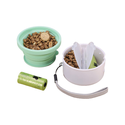 PRINTED LOGO COLLAPSIBLE DOG BOWL AND BAG DISPENSER