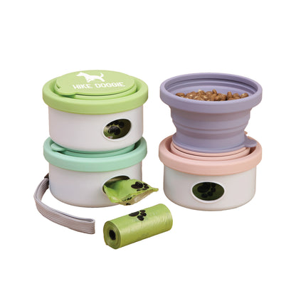 PRINTED LOGO COLLAPSIBLE DOG BOWL AND BAG DISPENSER